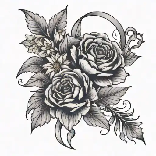 Bouquet With Daffodil Rose Marigold Chrysanthemum With Ribbon