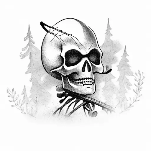 Cowboy Skeleton Surrounded By Vegetation