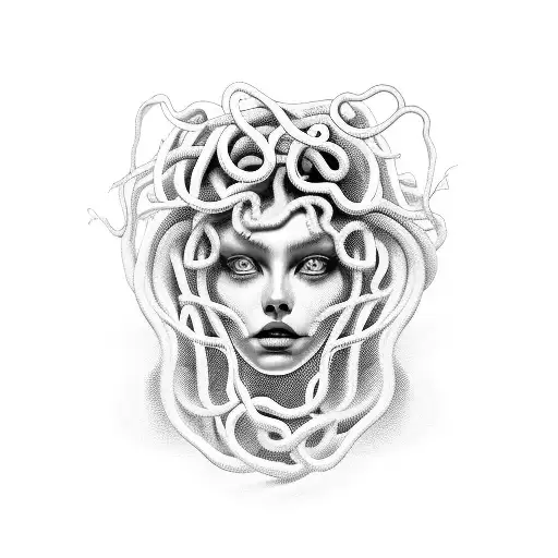 Medusa Surrounded By Lines Of Code