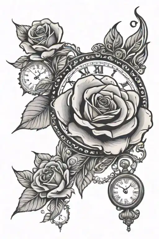 Faith Over Fear With A Rose And Clock