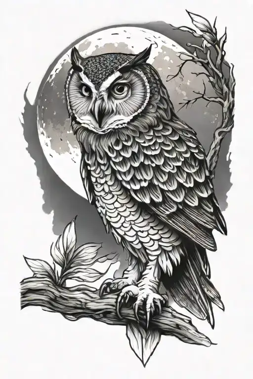 Owl And Moon