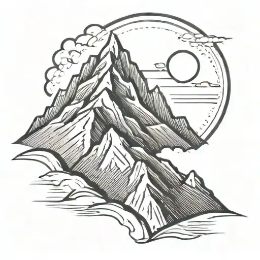 Mountain Peak With Sun