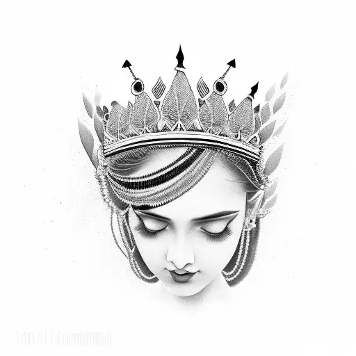 Indian Girl With Crown Of Feathers