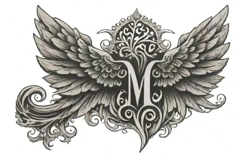Wings And Initial M Behind The Neck