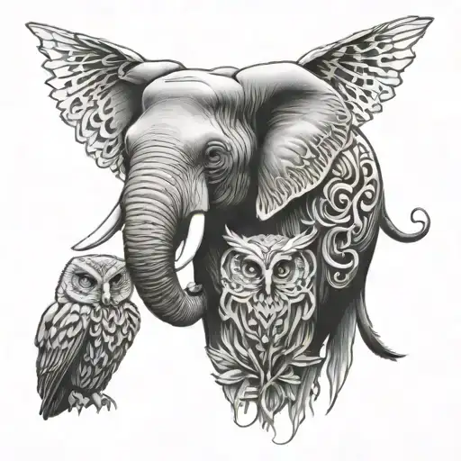 Elephant And Owl