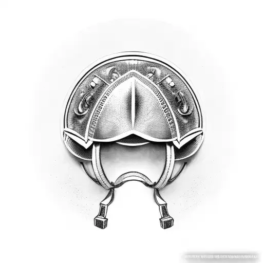 Military Helmet Adorned With African American Cultural Symbols In Dotwork Style