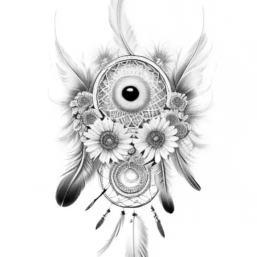 Dreamcatcher Feathers And Flowers