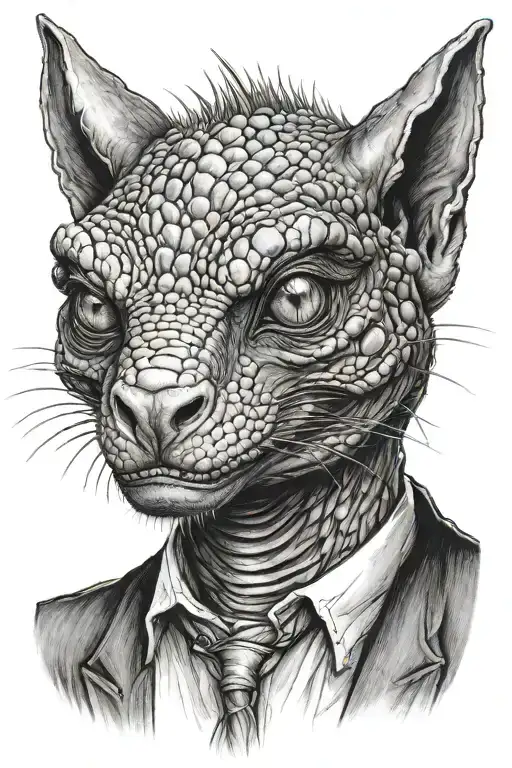 Chupacabra In A Realistic Black-grey Portrait Style
