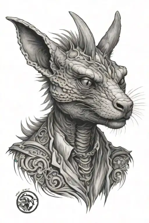 Chupacabra In A Realistic Black-grey Portrait Style