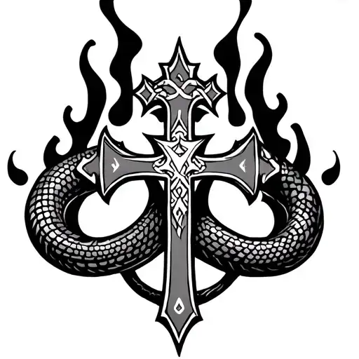 Orthodox Snake And Cross Flame