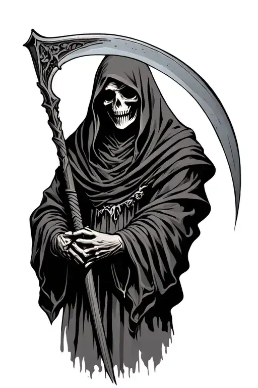 Grim Reaper Holding A Scythe