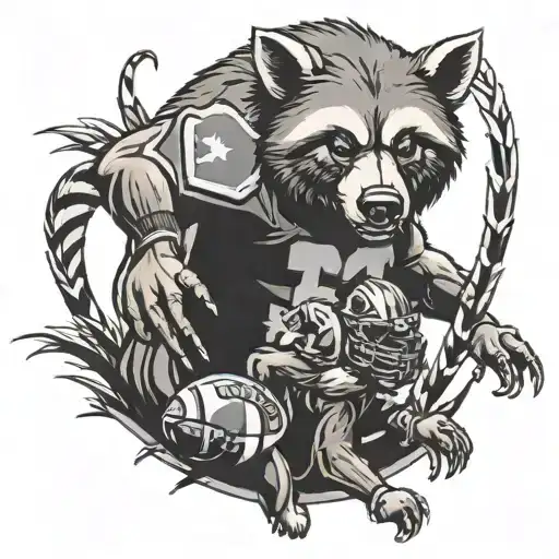 A Tribal-inspired Tattoo Of A Michigan Football Player With A Bear And Raccoon As Mascots