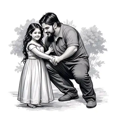 Father And His Daughter Holding Hands