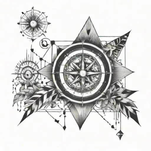 Adventure Compass With Unique Geometric Designs Surrounding