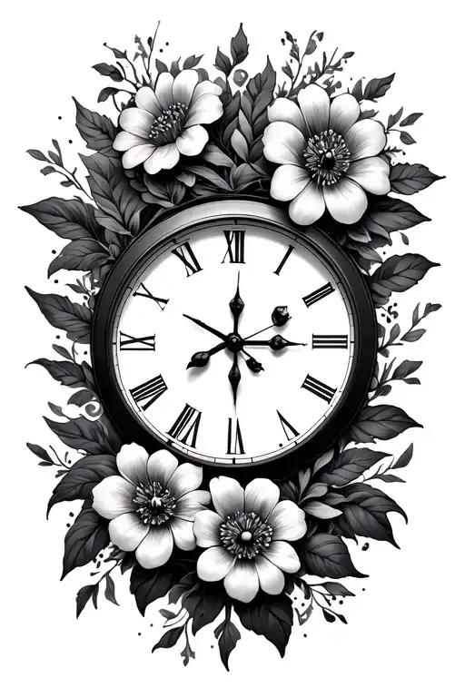 Flowers With Clock Above