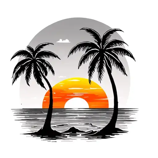 Palm Trees Colors Sunset