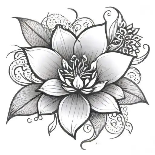 A Minimalist Design Of A Blooming Flower With A Hidden Yoga Symbol Within The Petals