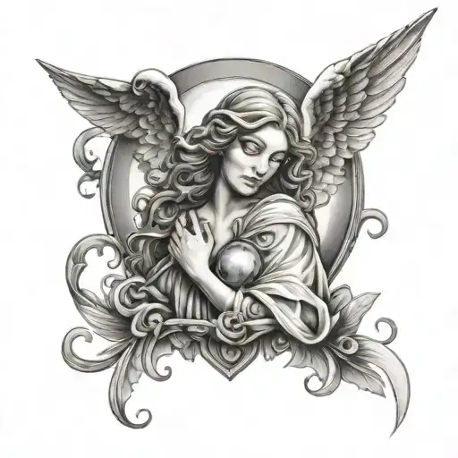 Beautiful Guardian Angel With One Tear Drop