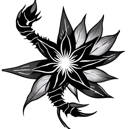 Star With Scorpio And Lotus Flower