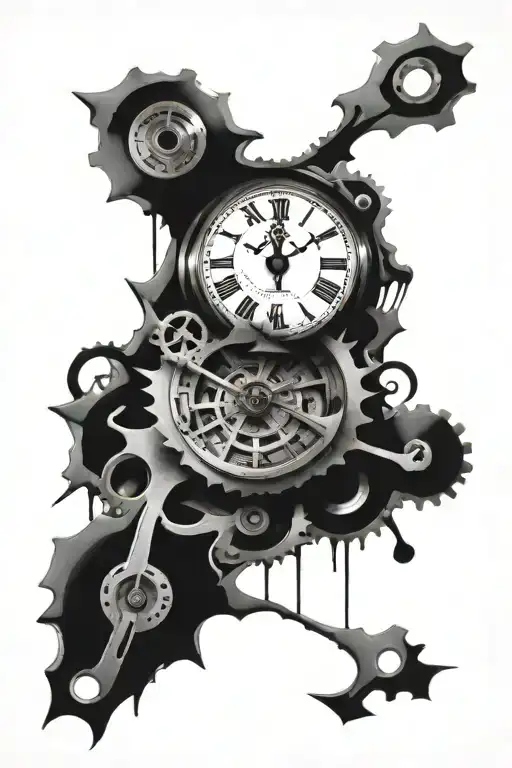 Clock Ripped Apart Yet Connected