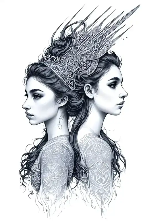 Sagittarius Gemini Sisters Facing