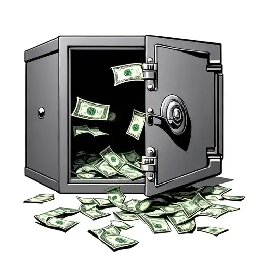 Open Safe With Door And Money Falling Out