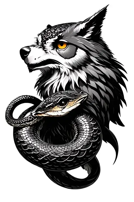 Wolf Owl And Snake