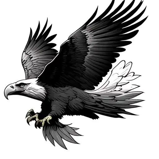 Side Profile Of Screaming Bald Eagle With Wing Feathers Flowing Beside Head And Neck