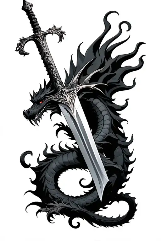 Sword Down Spine With Passion As The Hilt Wrapped In A Dragon