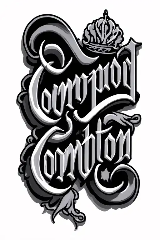 Curved Compton Old English Lettering