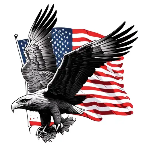 Eagle And American Flag