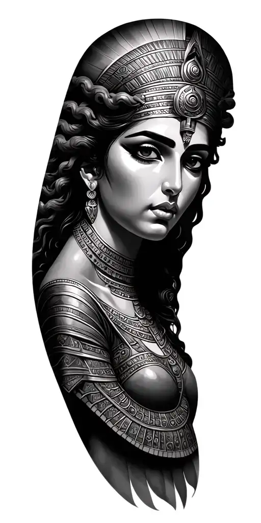 Egyptian Goddesses Sleeve Tattoo Including Medusa