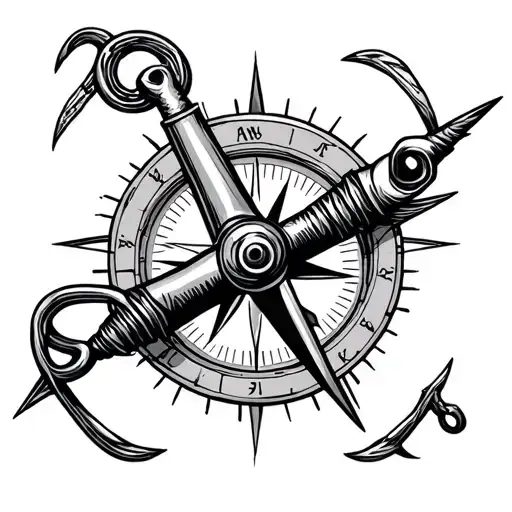 Fishing Hook Crossed Making A Compass