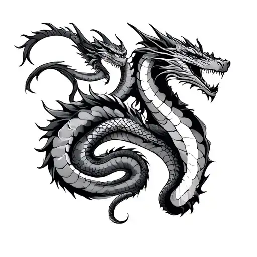 Two Dragons And Snake