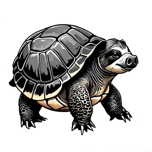 Cartoon Style Turtle And Pig And Sloth