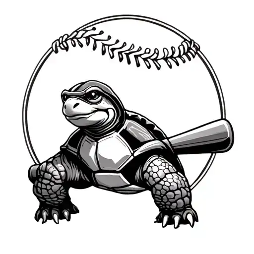 New School Turtle With Baseball Bat