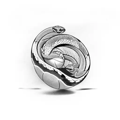 Snake Black Mamba Around A Basketball