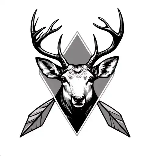 Deer Head Design Inside A Arrow Head