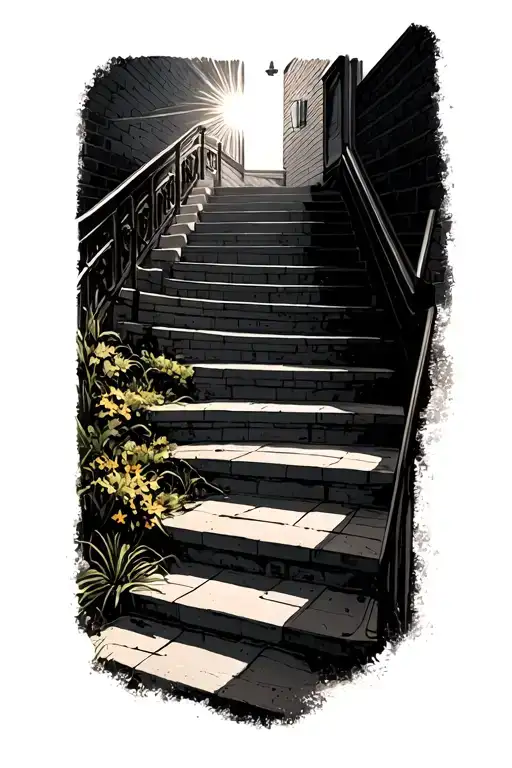 Stairs Leading To Sunlight From Dark