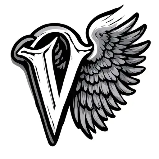 The Letter V With An Angel Wing Attached