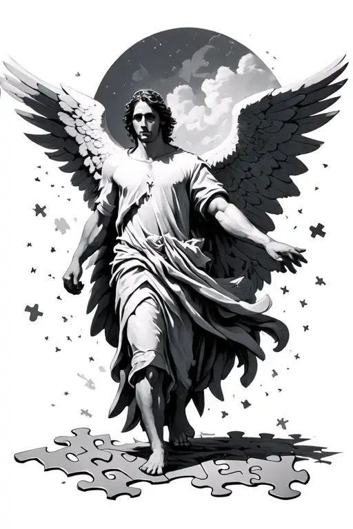 Arc Angel Gabriel Walking On Puzzle Pieces