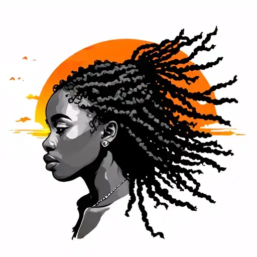 Woman With Locs In The Sunset Sky