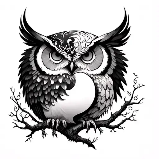Owl Ying Yang Tree Of Life Intertwined