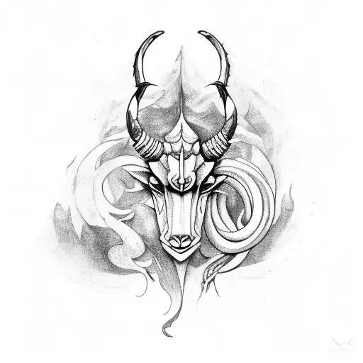 Capricorn Sign With Shadows In Shades Of Gray