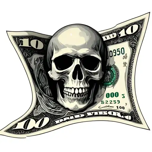 100 Dollar Bill With Skull In Middle
