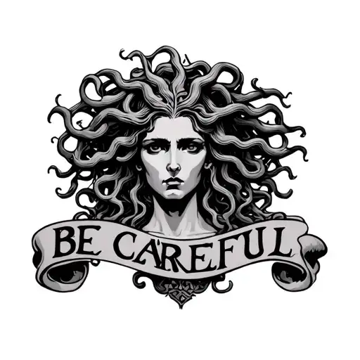 Medusa Greek Mythology With The Word Be Careful