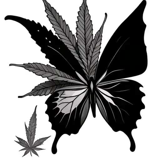 Butterfly & A Marijuana Leaf