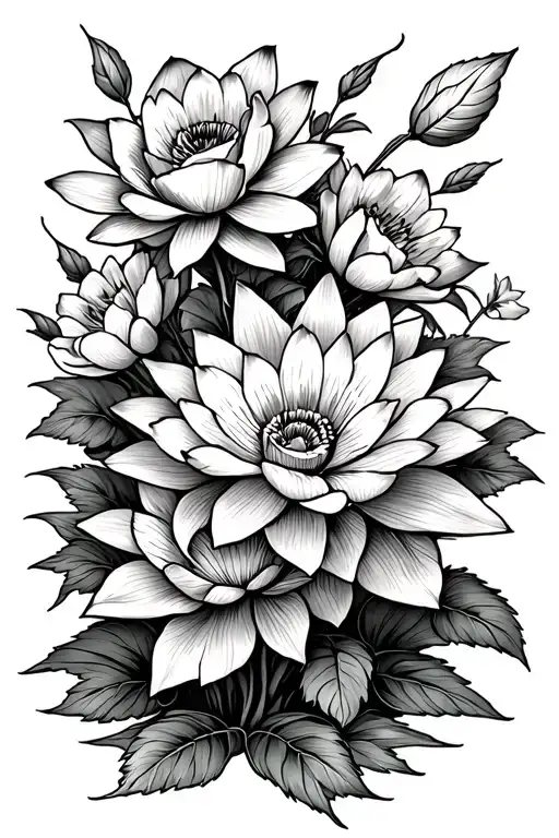 Water Lily And Marigold Rose Poppy Daffodil Vine