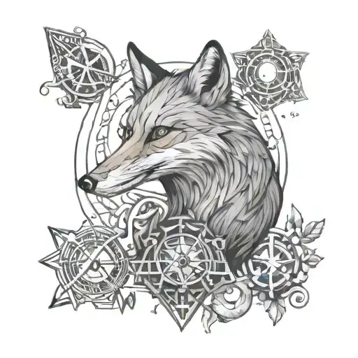 A Mystical Fox Surrounded By Arcane Symbols