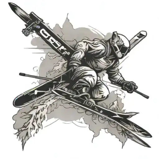 Skiing And Big Christian Cross